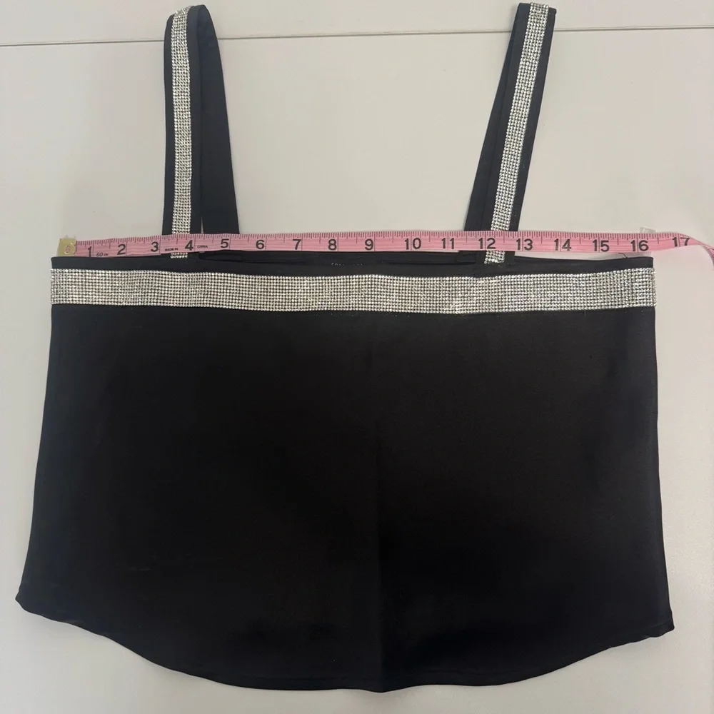 NWT Forever 21 black and rhinestone 2 piece cami and pants size S - Picture 9 of 16